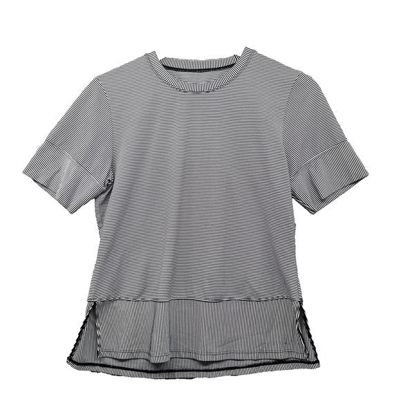 Tail Tops - TAIL Top Womens Medium Black White Striped Short Sleeve Athletic Shirt Golf